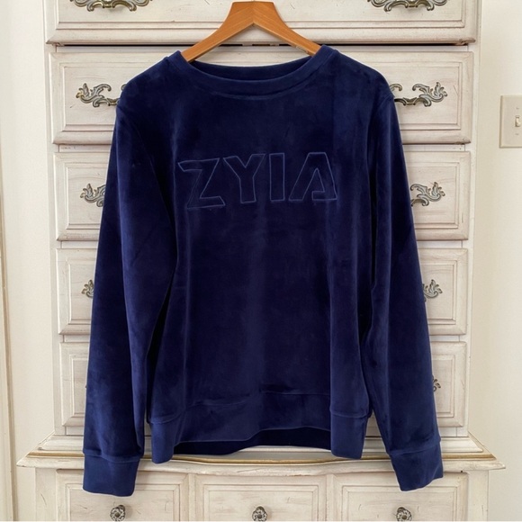 Zyia Midnight Blue Velour Sweatshirt - Picture 3 of 7